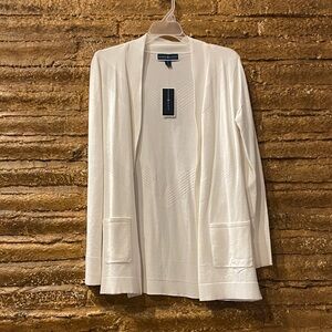 Karen Scott Women's White Open Front cardigan